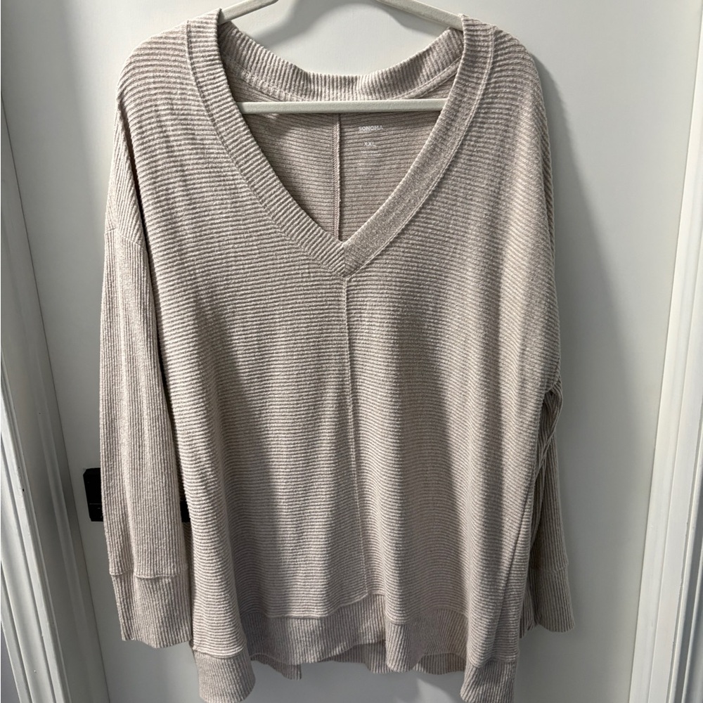 Sonoma‎ Taupe Ribbed Knit Top